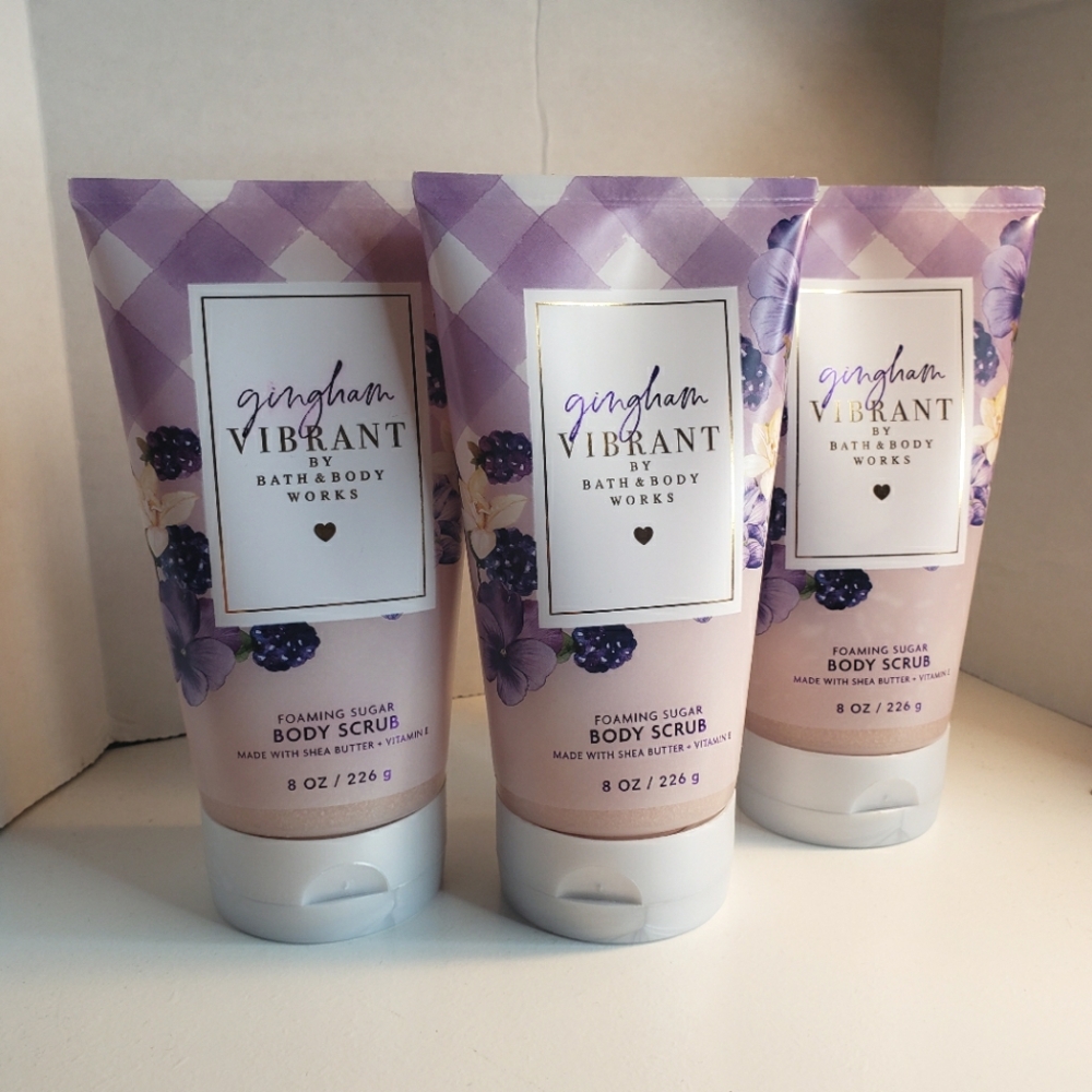 BATH AND BODY WORKS GINGHAM VIBRANT FOAMING SUGAR BODY SCRUB X3